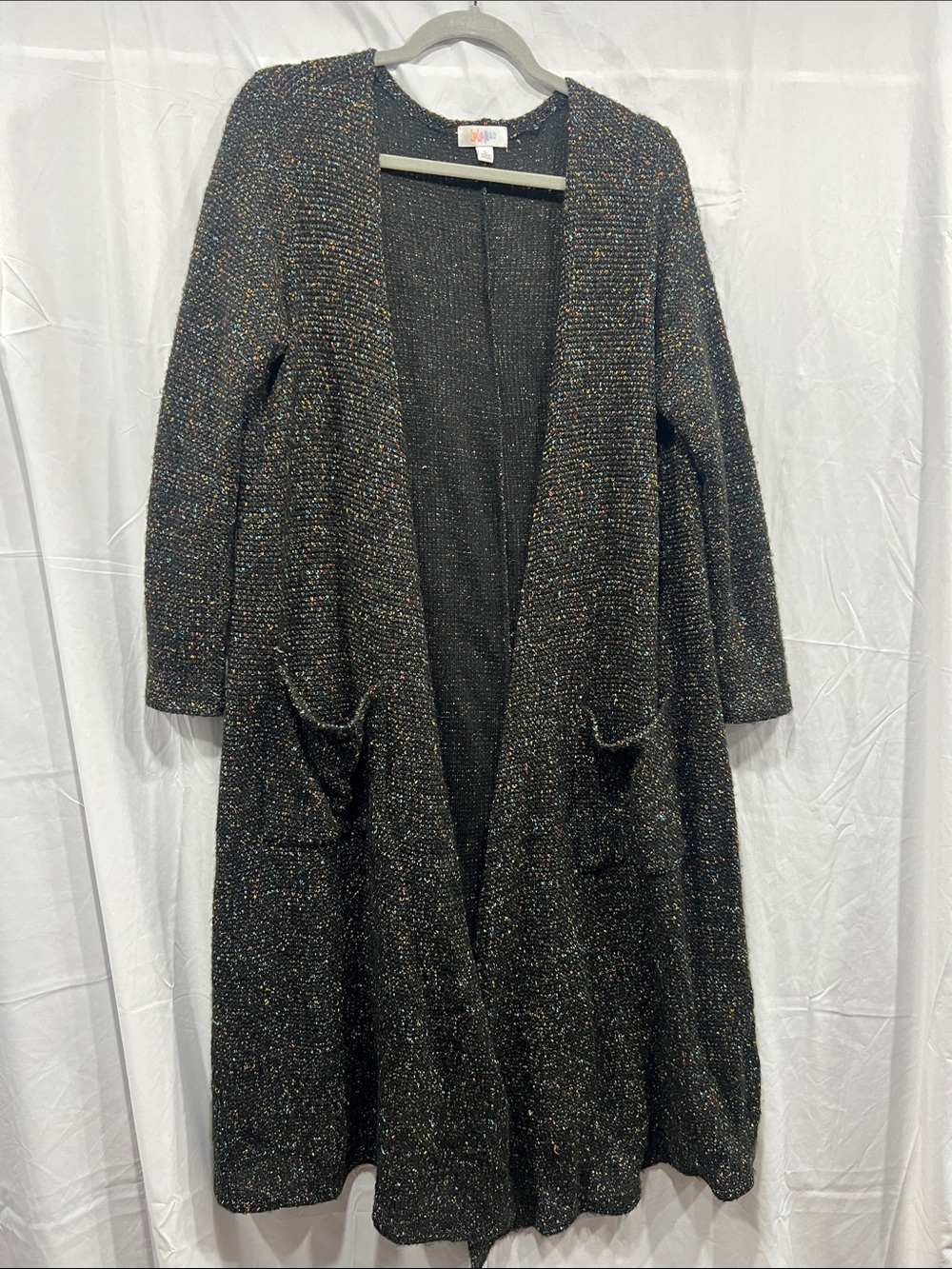 LuLaRoe Sarah long duster Black Open Knit Cardigan